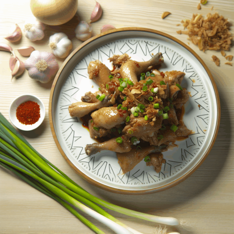 小滿辣香雞腿肉煎至金黃，散發濃郁蒜香