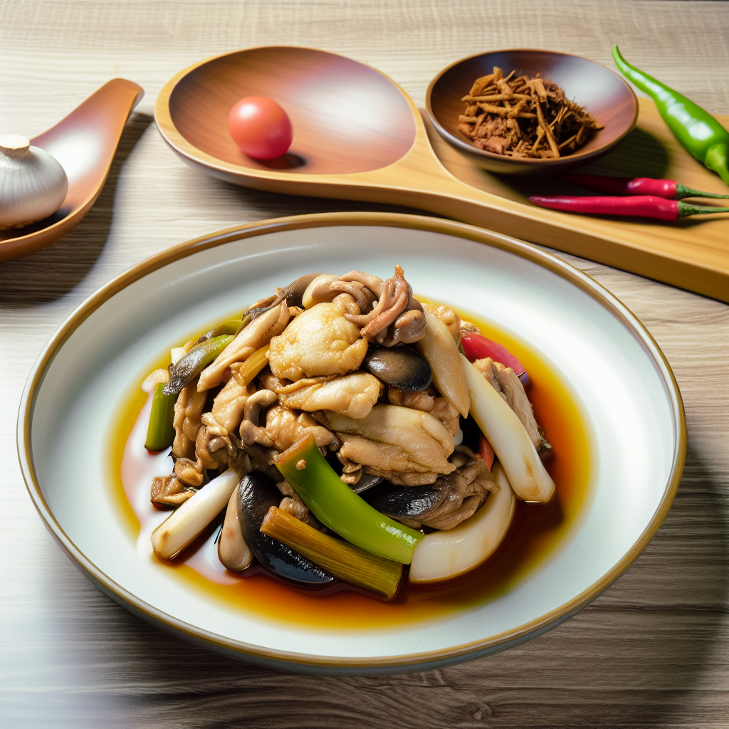 小満香菇雞以雞腿肉和香菇燉煮，色澤誘人