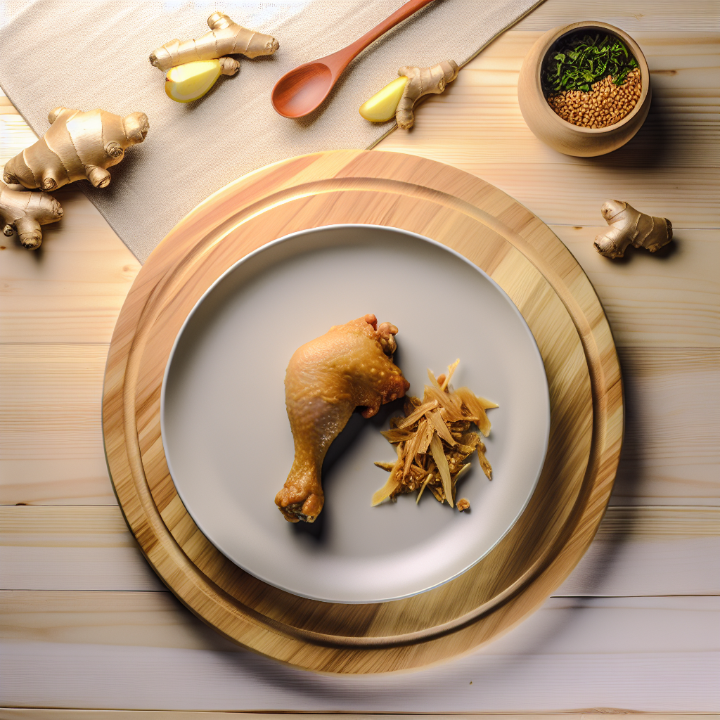 芒種薑絲雞搭配金黃雞腿肉與香氣撲鼻的薑絲
